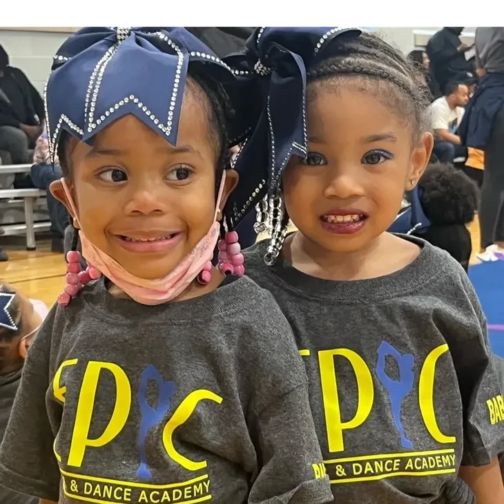 Two Baby Bees athletes at EPIC Cheer & Dance Academy